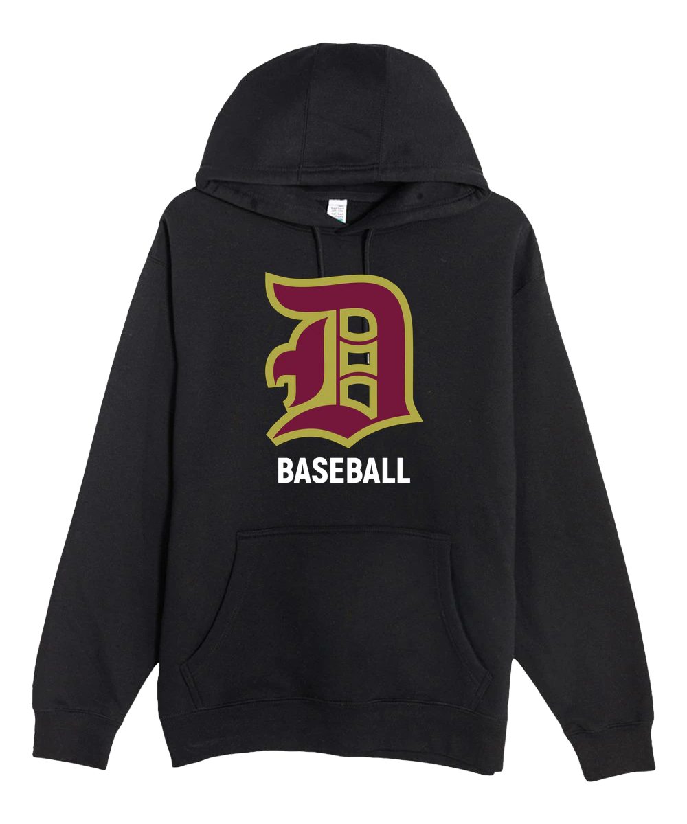 Denfeld Baseball - Black Hoodie Value - Full Front