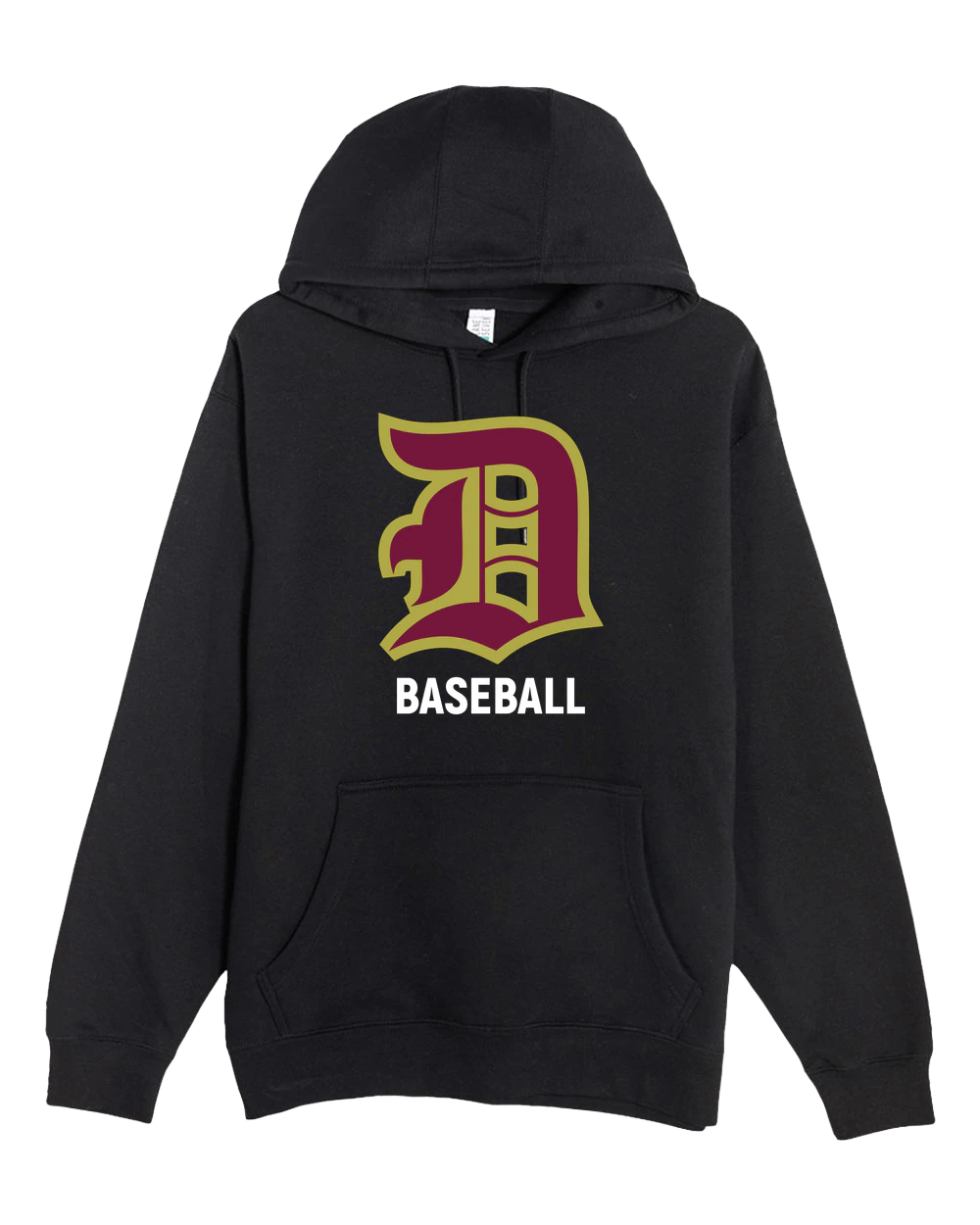 Denfeld Baseball - Black Hoodie Value - Full Front