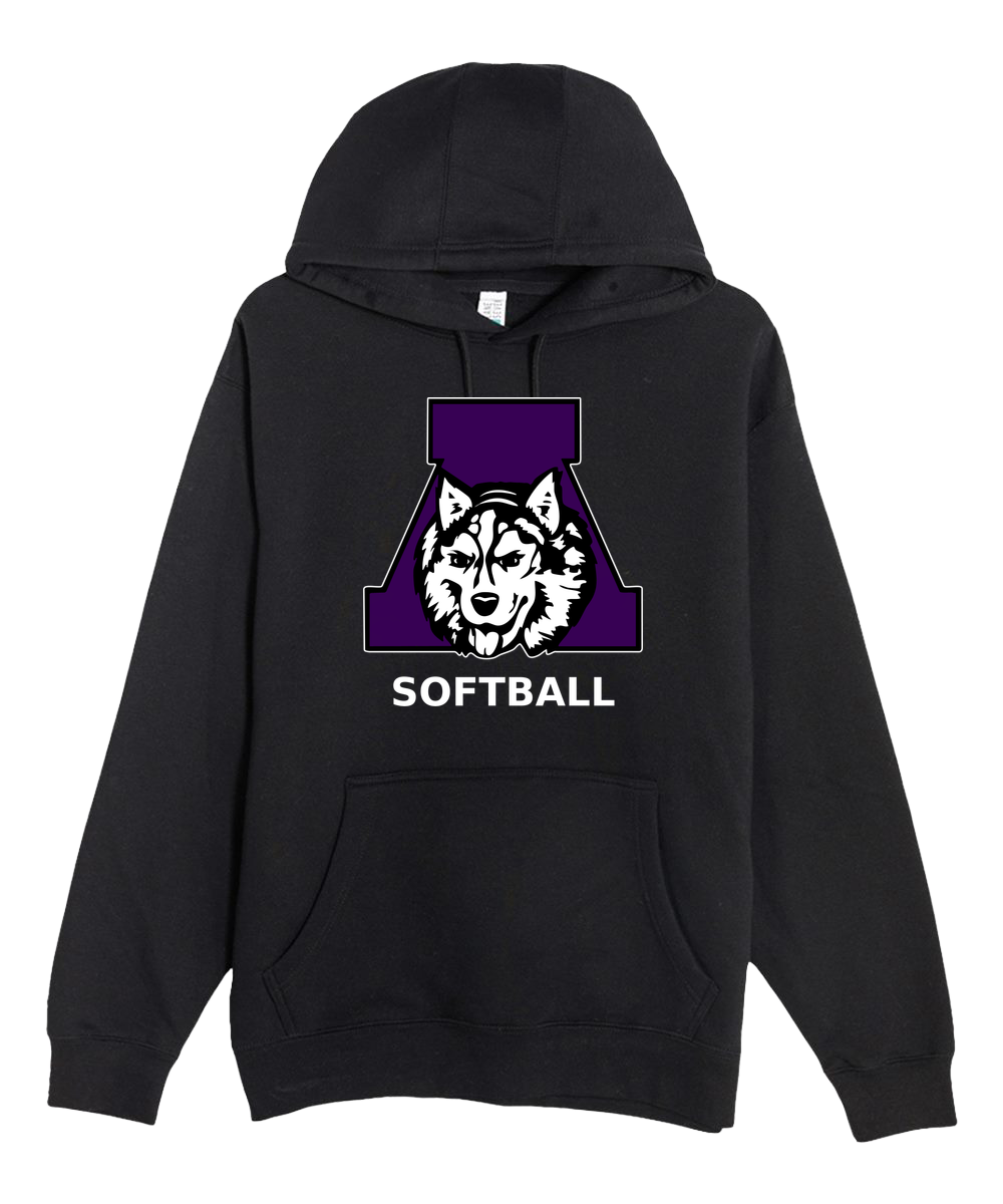 Albany Softball - Black Hoodie Value - Full Front
