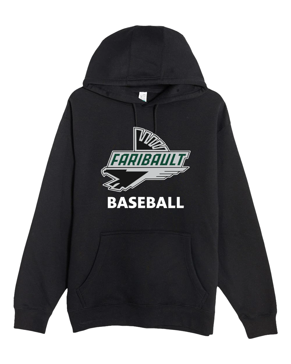 Faribault Baseball - Black Hoodie Value - Full Front
