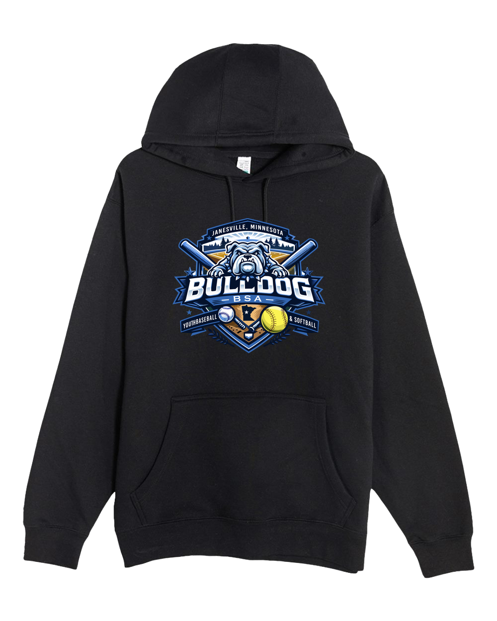 JWP Youth Baseball/Softball - Black Hoodie Value - Full Front