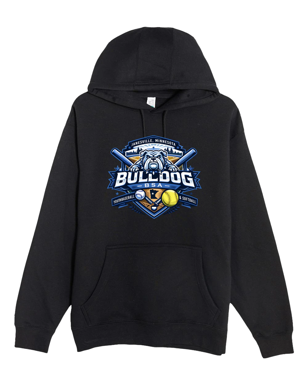 JWP Youth Baseball/Softball - Black Hoodie Value - Full Front