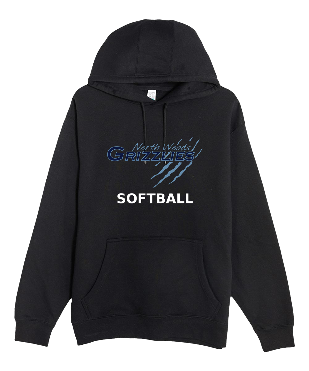 North Woods Softball - Black Hoodie Value - Full Front