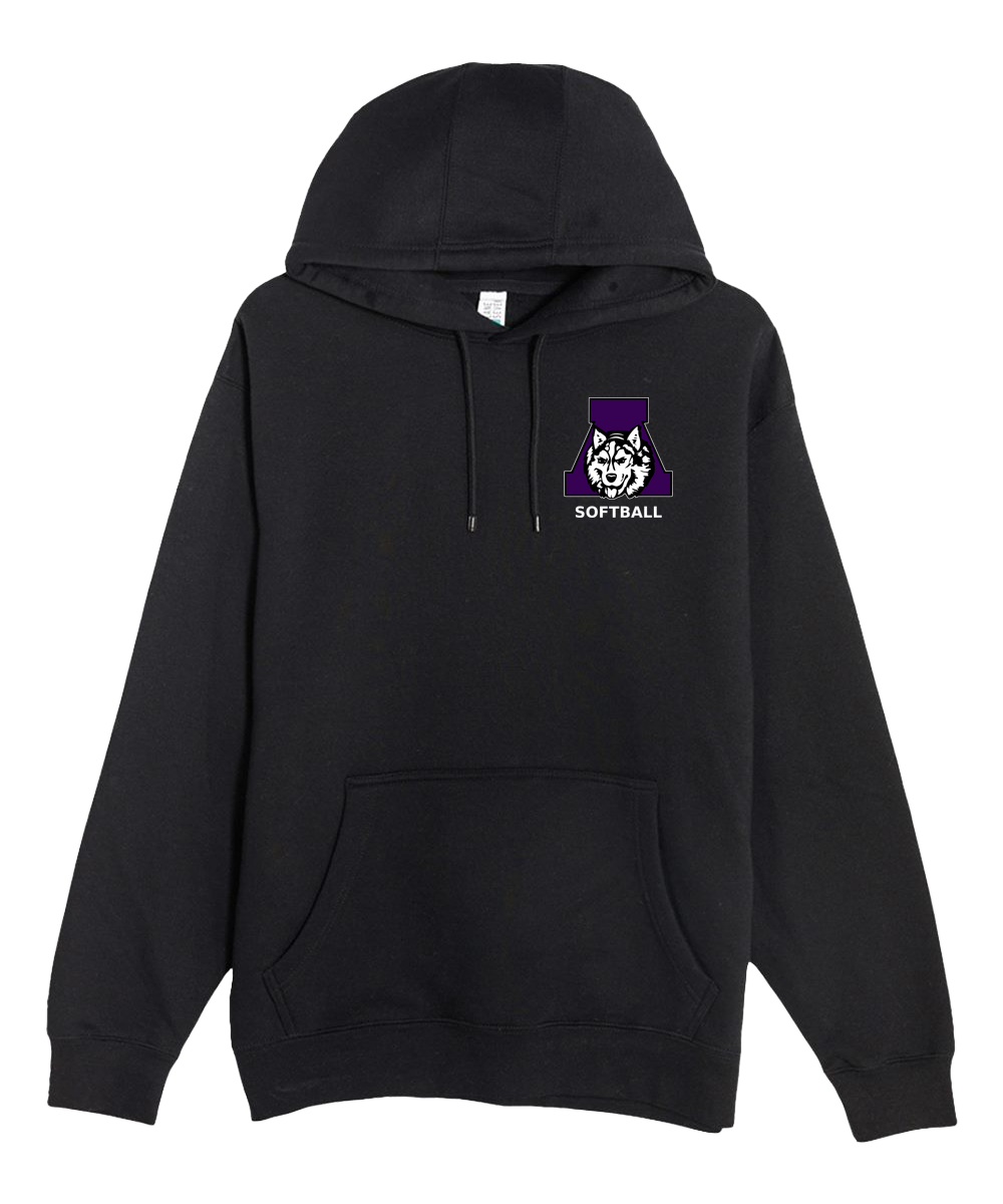 Albany Softball - Black Hoodie Value - Left Chest