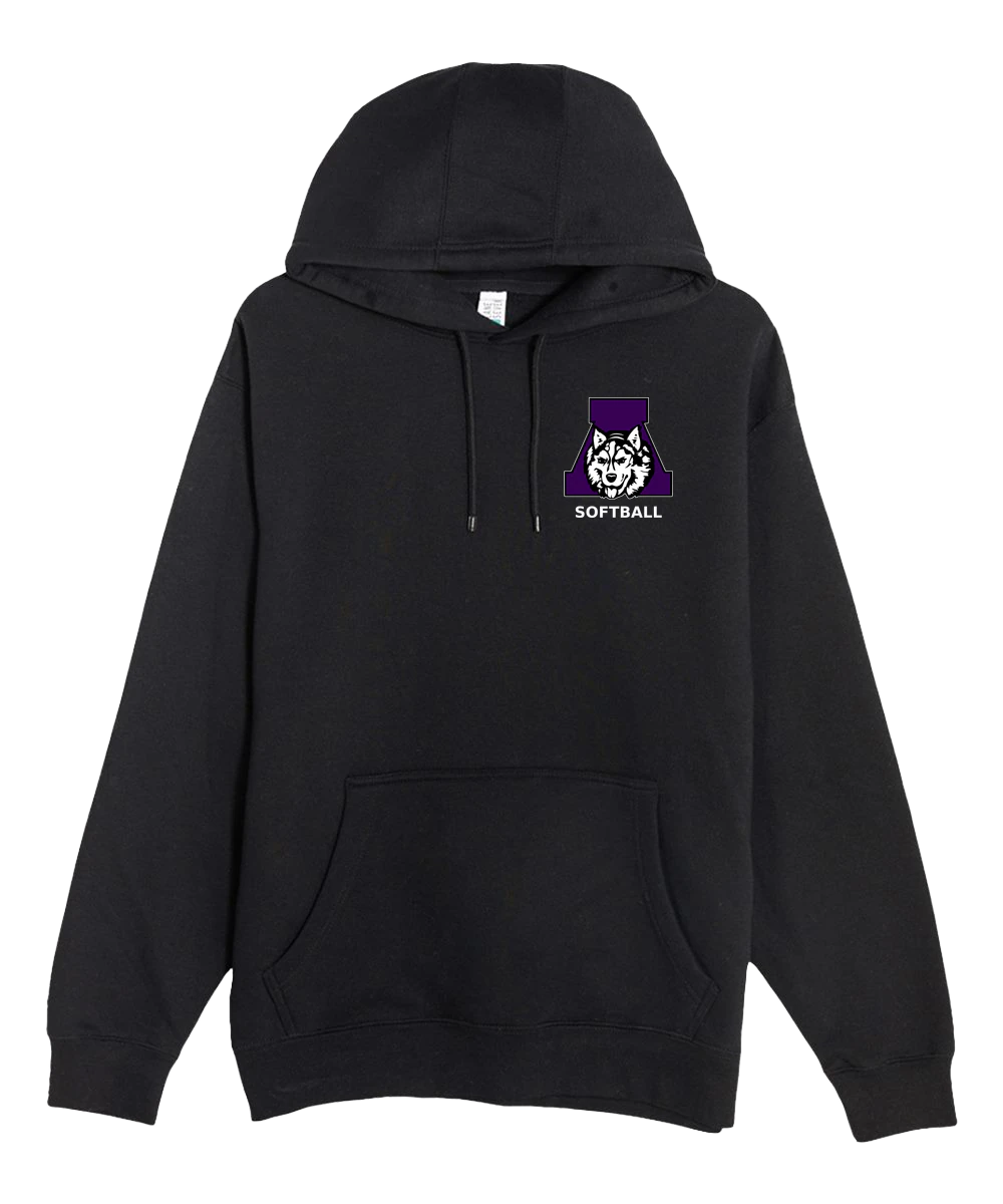 Albany Softball - Black Hoodie Value - Left Chest