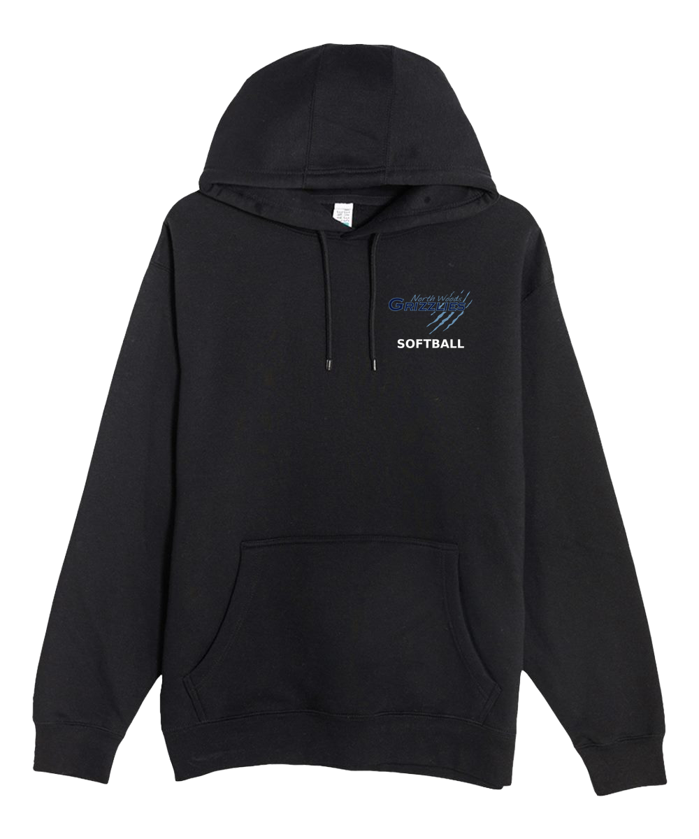 North Woods Softball - Black Hoodie Value - Left Chest