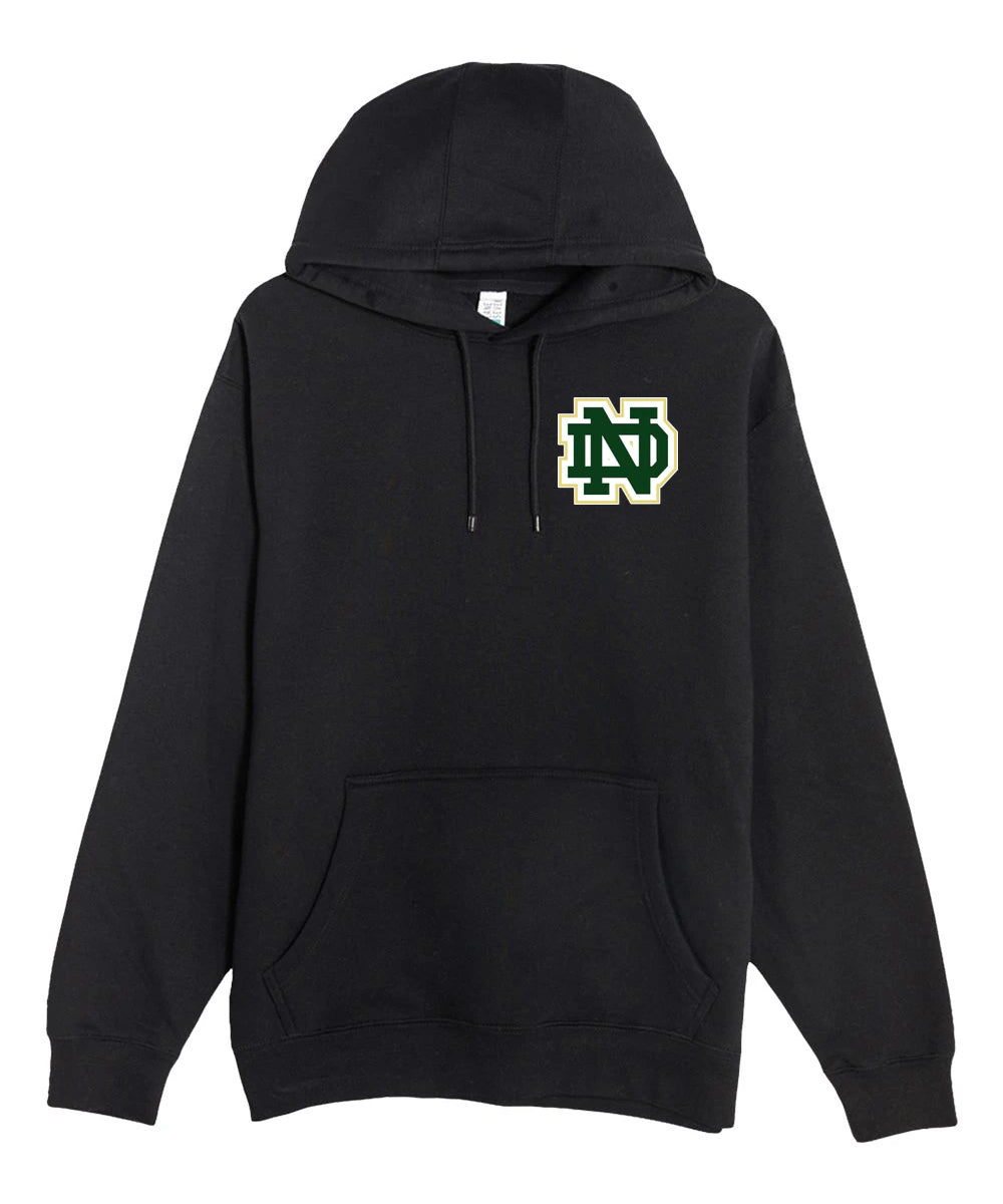 Notre Dame Hockey Example - Black Hoodie Value - Left Chest