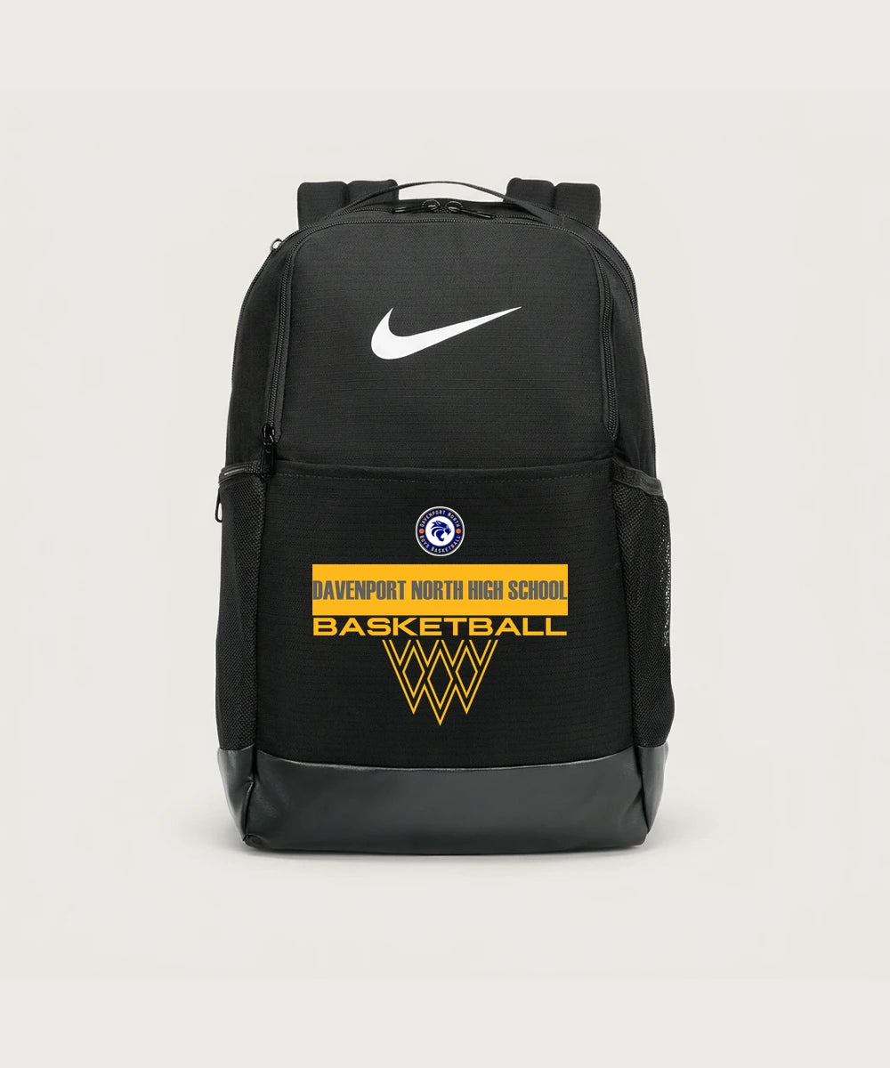 Davenport North High School Basketball Team Store - Black Nike Brasilia Medium Backpack NKDH7709