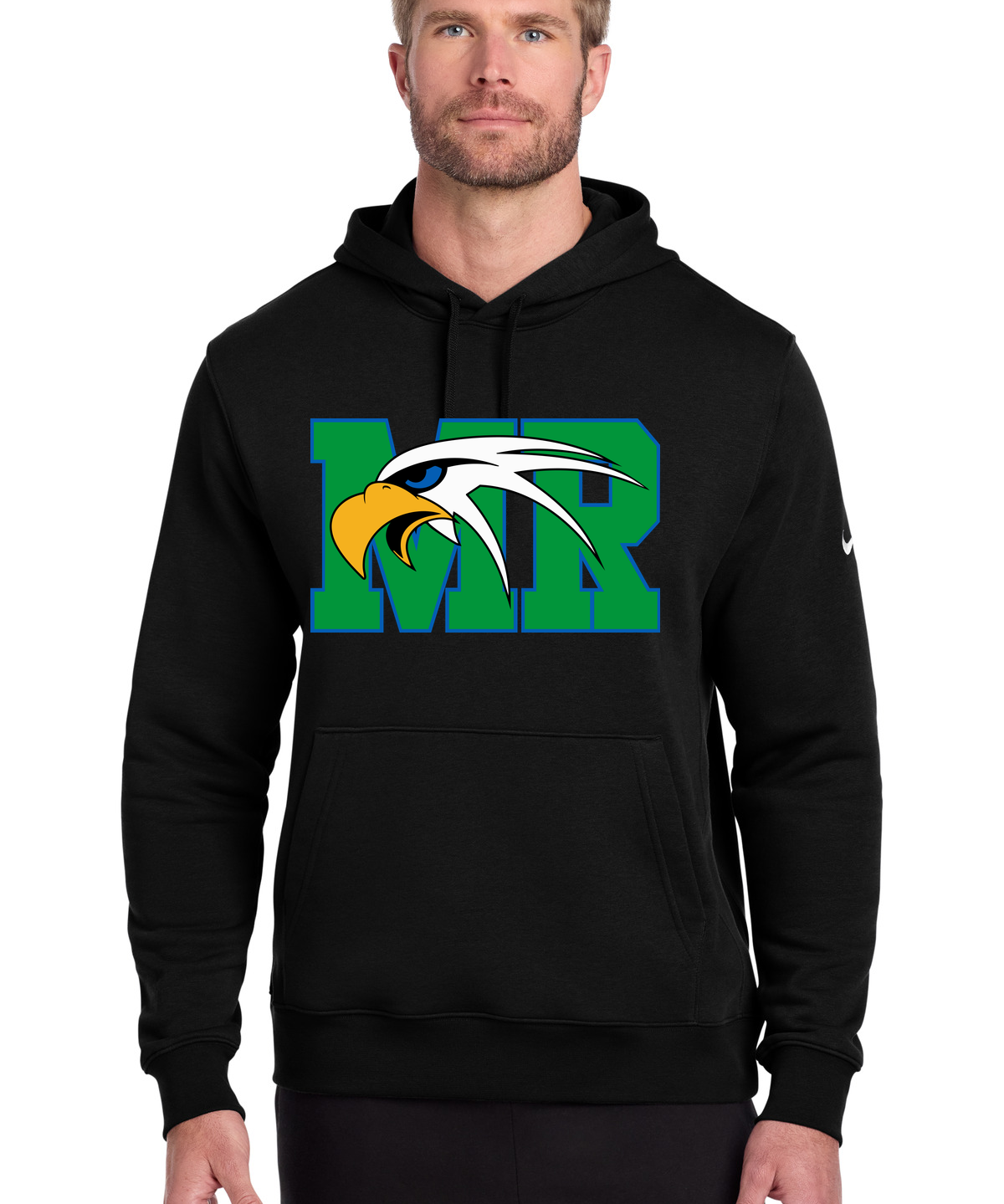 Maple River High School tennis - Black Nike Club Fleece Sleeve Swoosh Pullover Hoodie NKDR1499