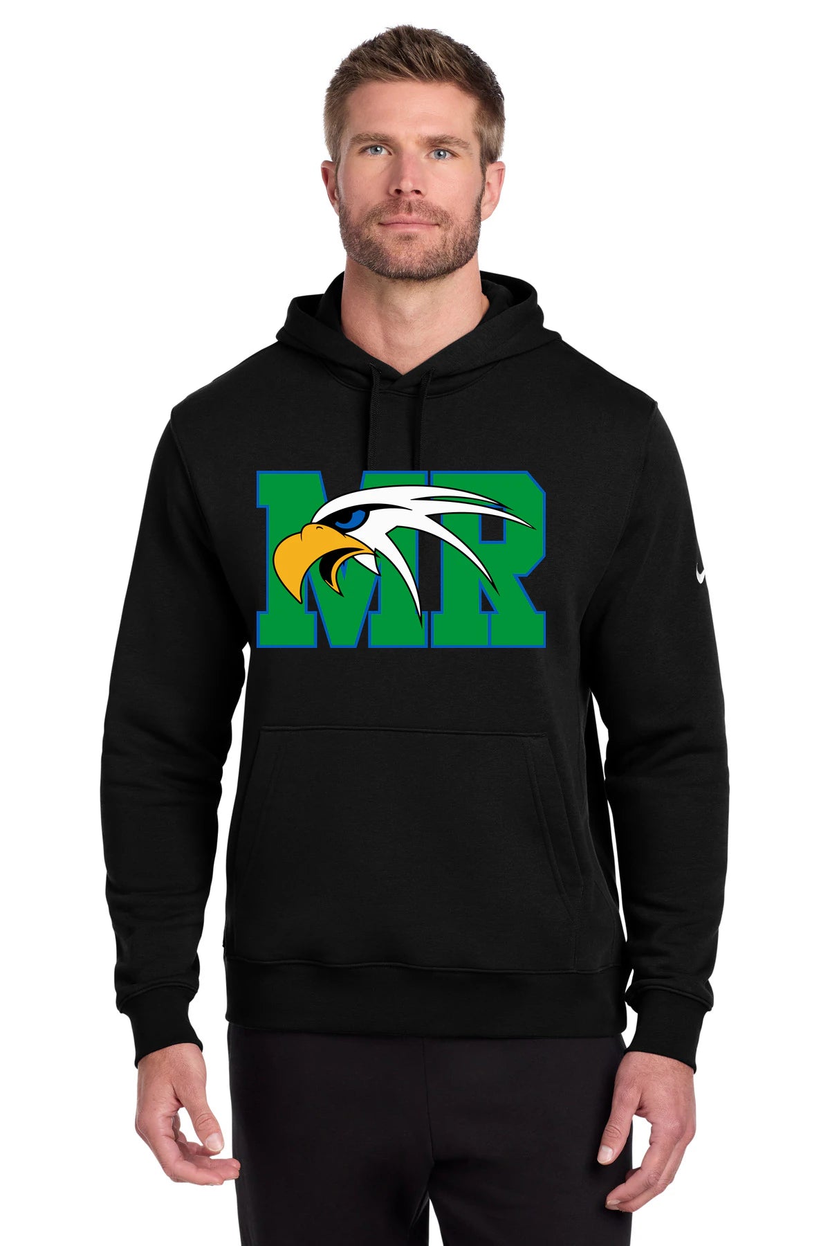 Maple River High School hockey_boys - Black Nike Club Fleece Sleeve Swoosh Pullover Hoodie NKDR1499