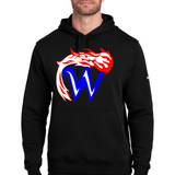 Waupaca High School football_boys - Black Nike Club Fleece Sleeve Swoosh Pullover Hoodie NKDR1499