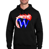Waupaca High School football_boys - Black Nike Club Fleece Sleeve Swoosh Pullover Hoodie NKDR1499
