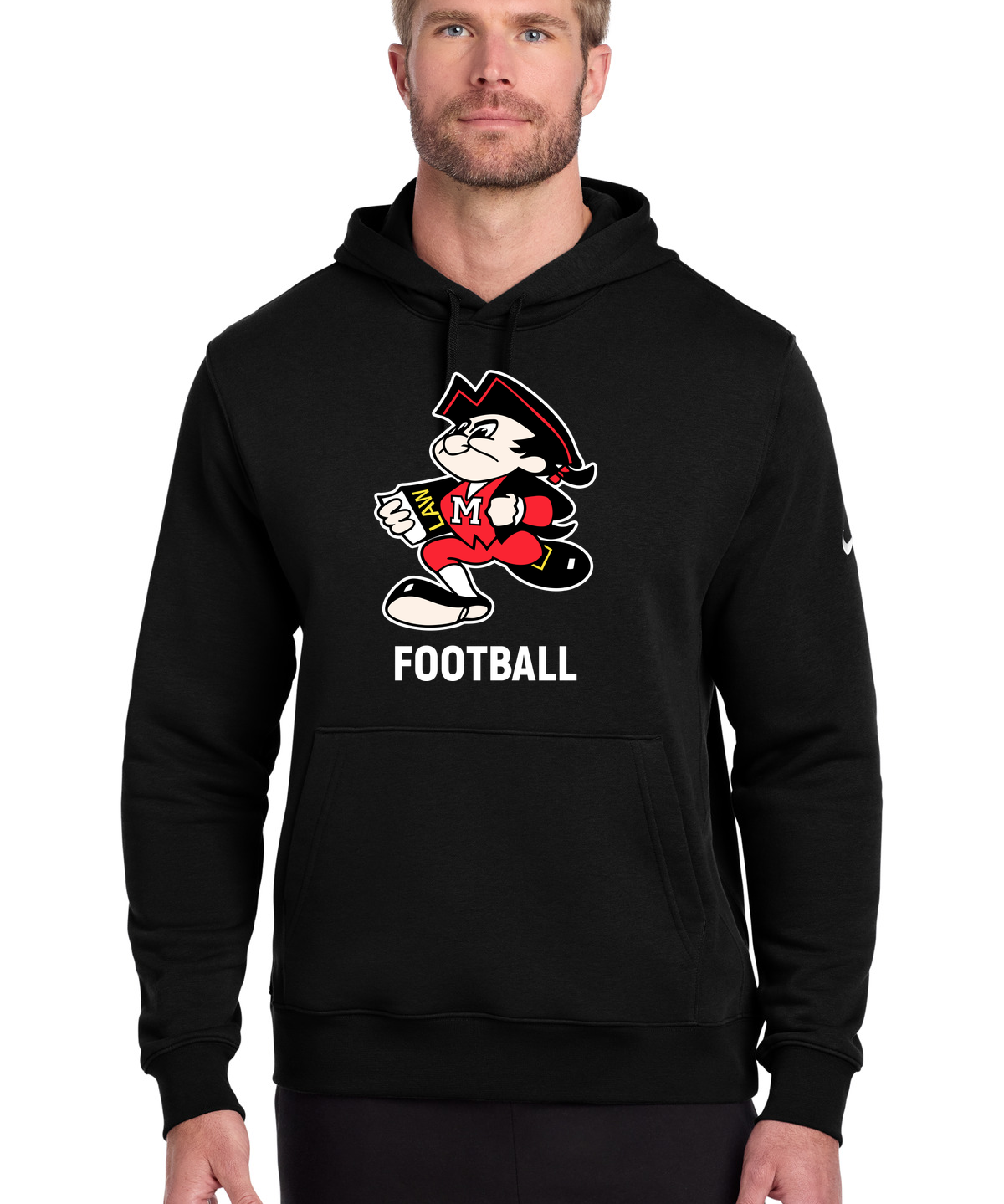 John Marshall High School football_boys - Black Nike Club Fleece Sleeve Swoosh Pullover Hoodie NKDR1499