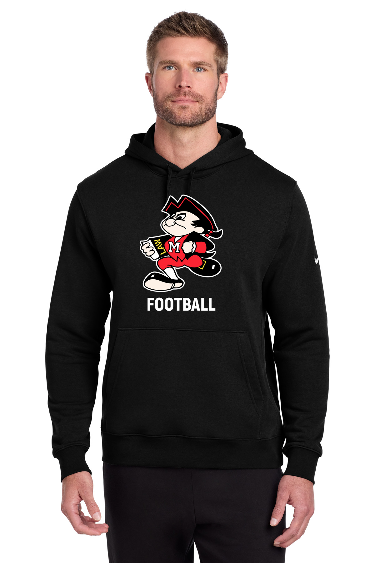 John Marshall High School football_boys - Black Nike Club Fleece Sleeve Swoosh Pullover Hoodie NKDR1499