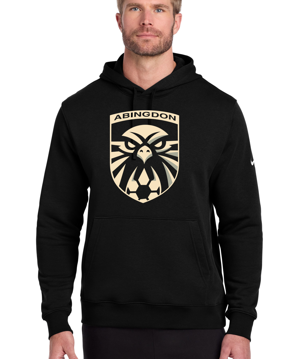 Abingdon High School soccer_boys - Black Nike Club Fleece Sleeve Swoosh Pullover Hoodie NKDR1499