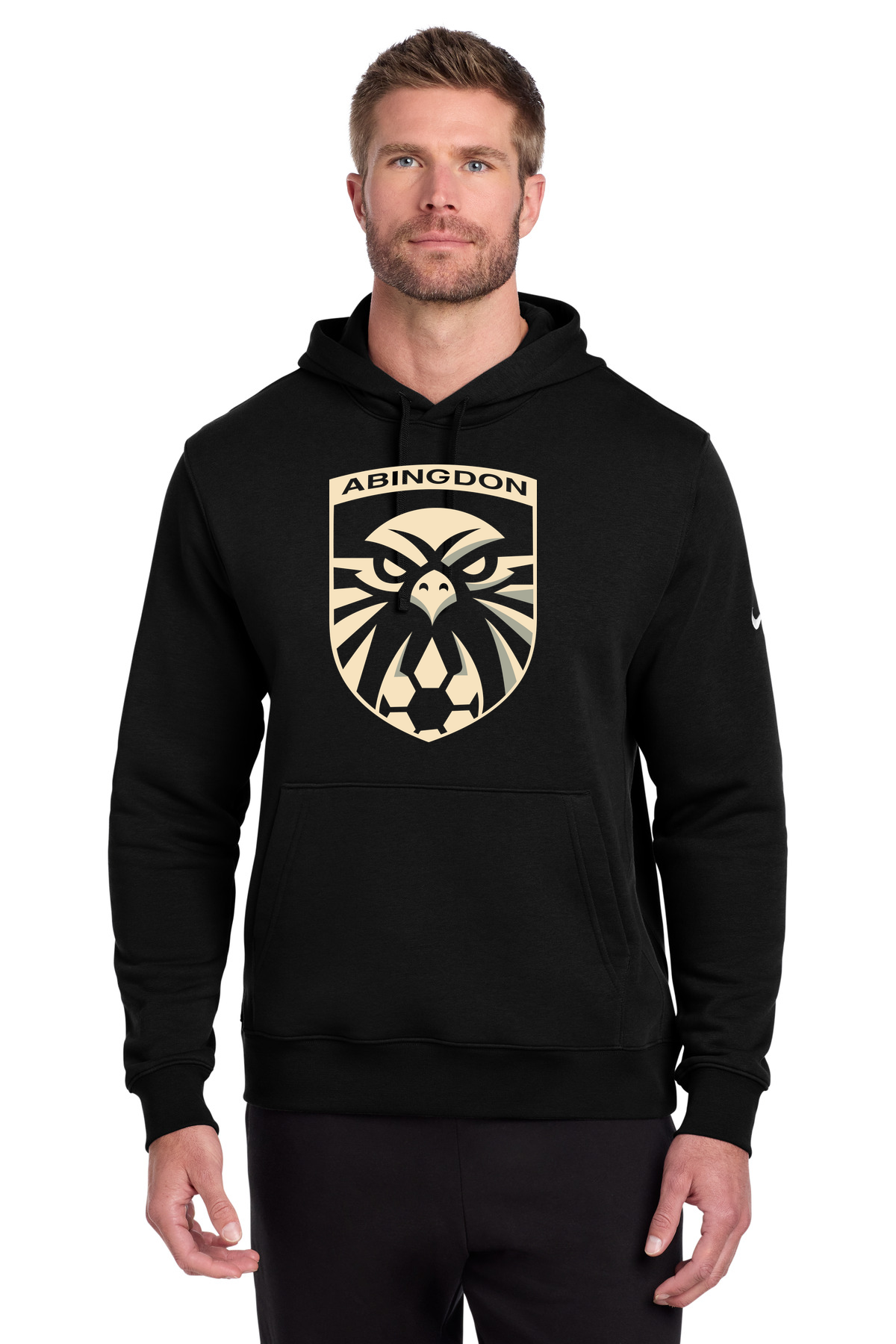 Abingdon High School soccer_boys - Black Nike Club Fleece Sleeve Swoosh Pullover Hoodie NKDR1499