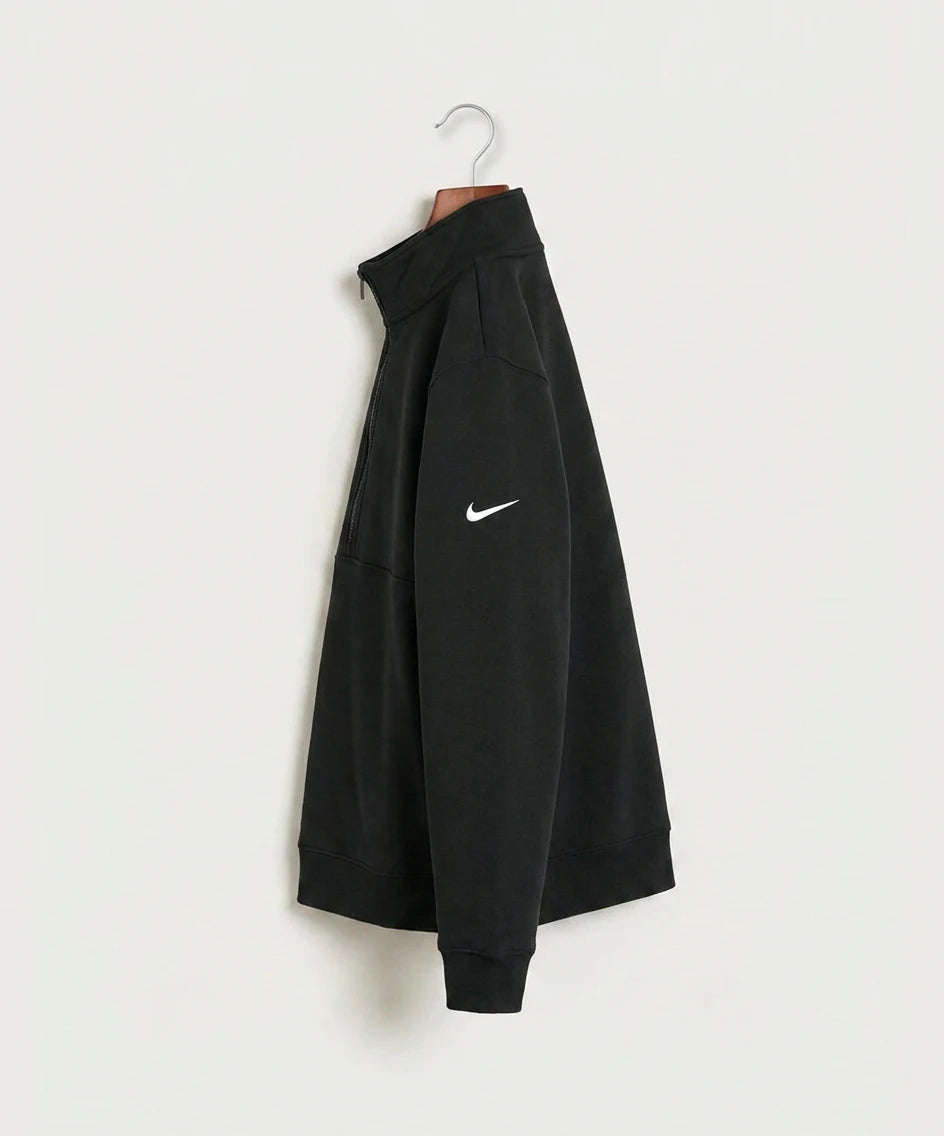 Moline Cheer general - Black Nike Club Fleece Sleeve Swoosh 1/2-Zip NKDX6718 (side)