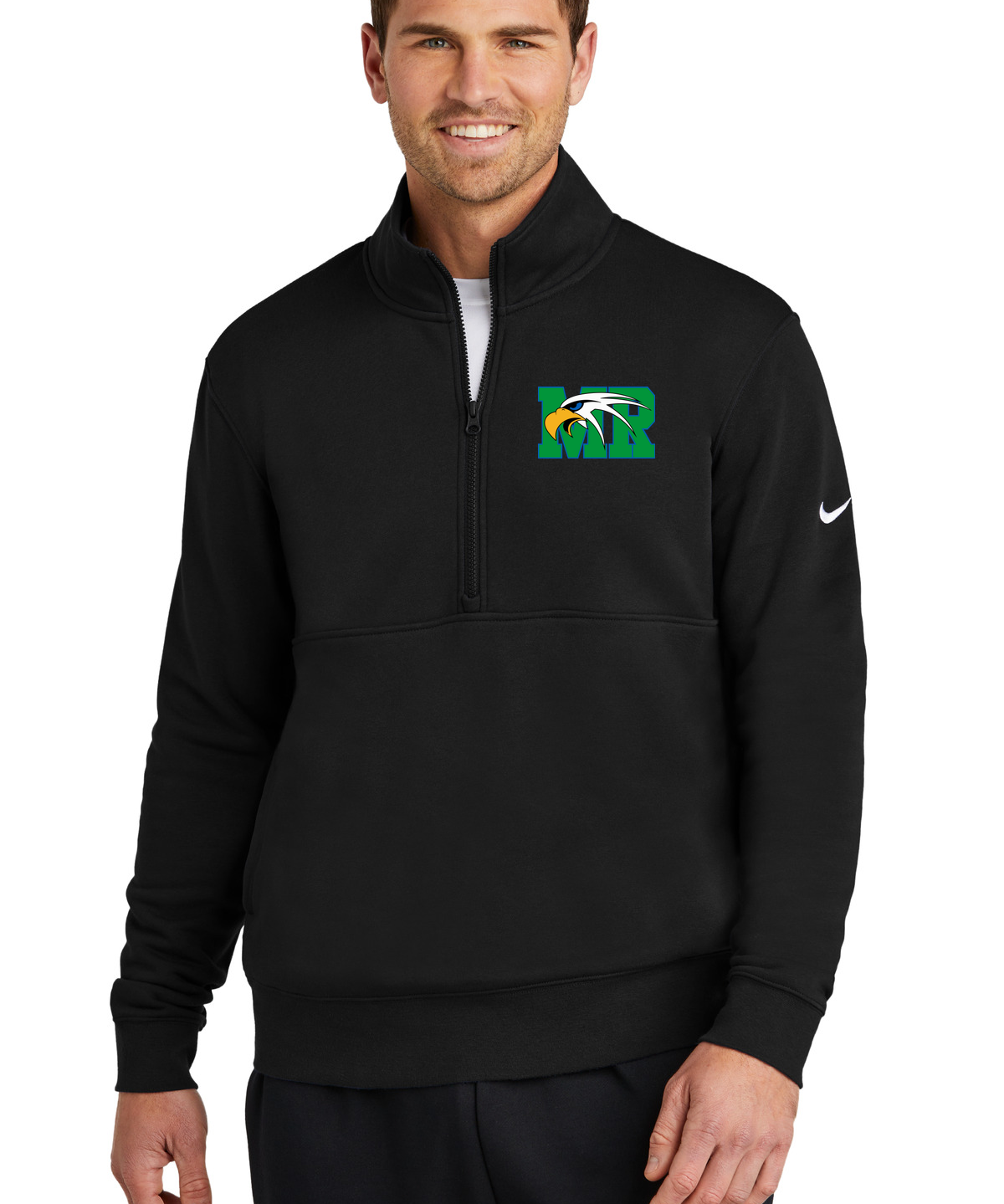 Maple River High School hockey_boys - Black Nike Club Fleece Sleeve Swoosh 1/2-Zip NKDX6718