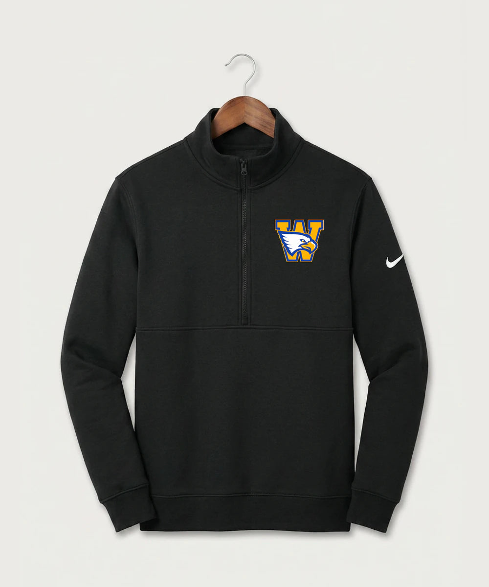 Windom Area High School Football (Boys) - Black Nike Club Fleece Sleeve Swoosh 1/2-Zip NKDX6718