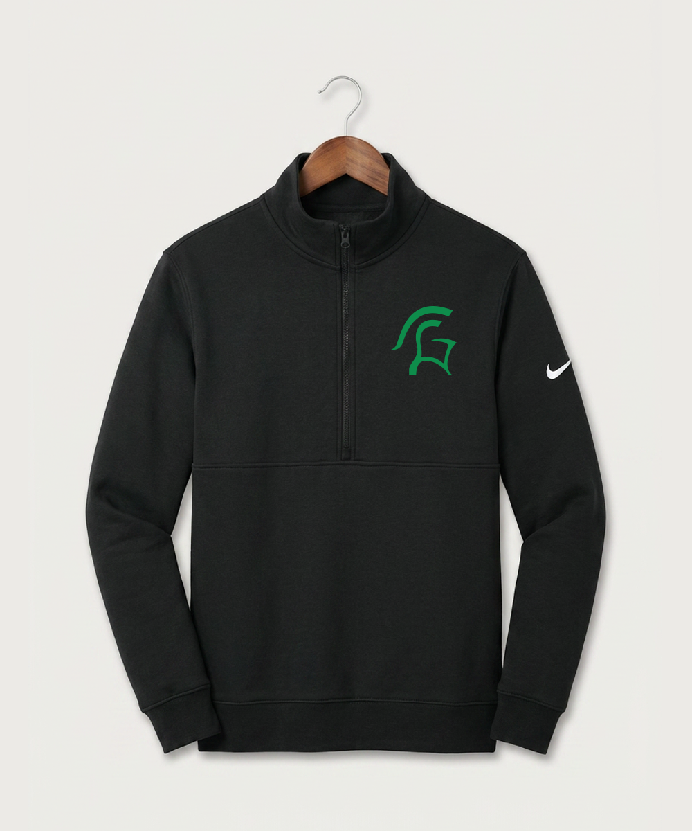 La Crescent High School Football (Boys) - Black Nike Club Fleece Sleeve Swoosh 1/2-Zip NKDX6718