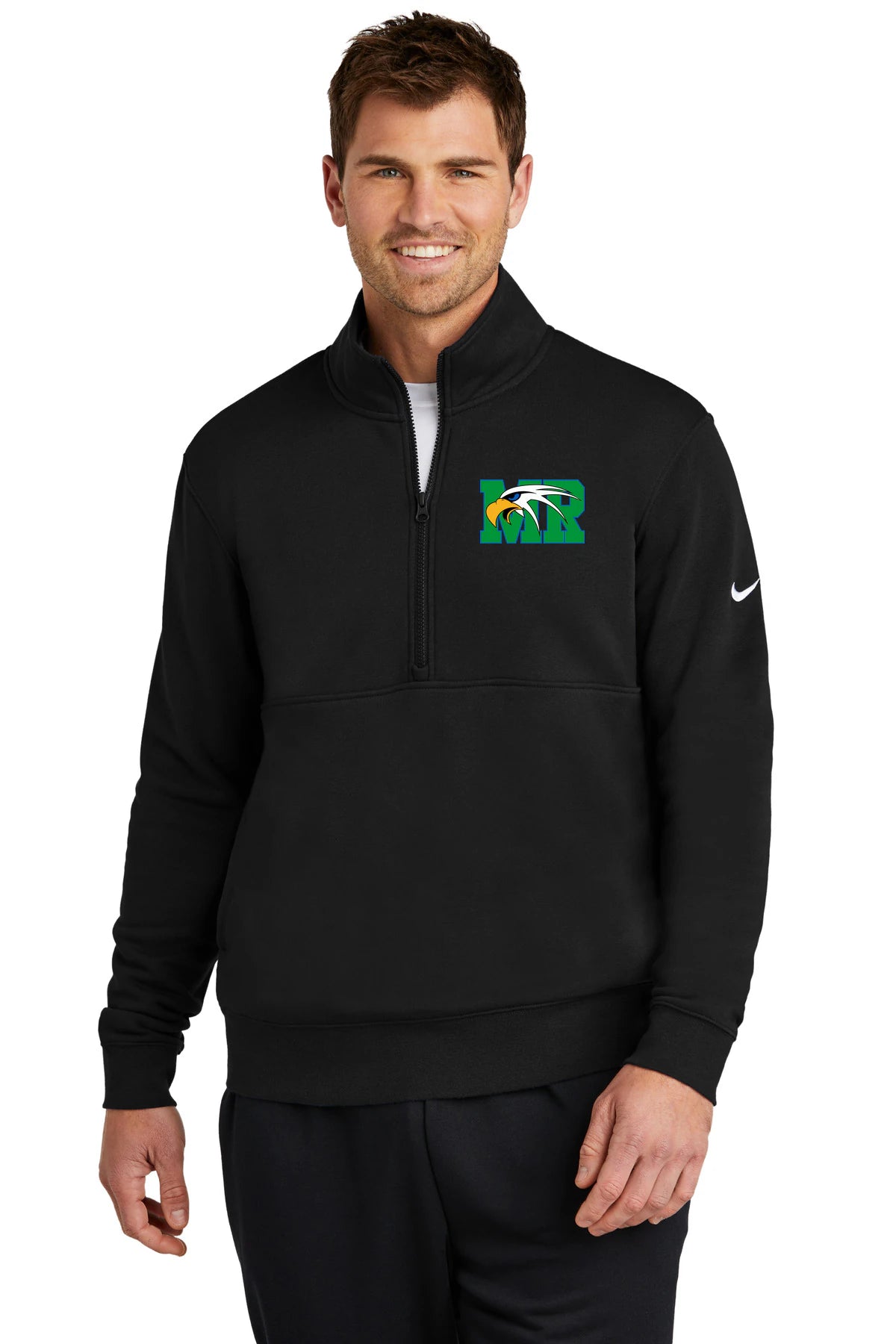 Maple River High School hockey_boys - Black Nike Club Fleece Sleeve Swoosh 1/2-Zip NKDX6718