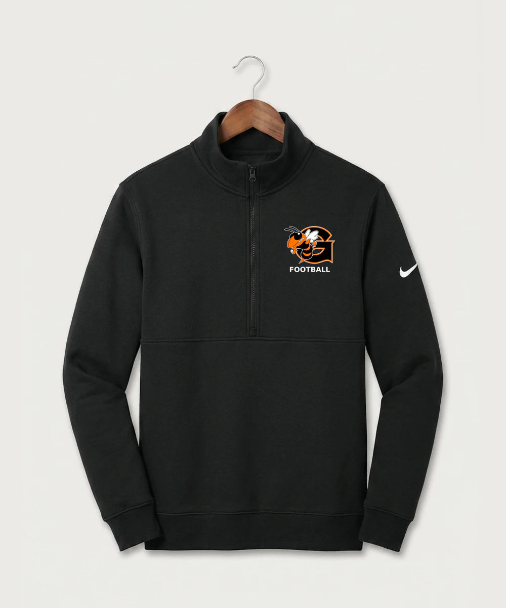Giltner High School Football - Black Nike Club Fleece Sleeve Swoosh 1/2-Zip NKDX6718