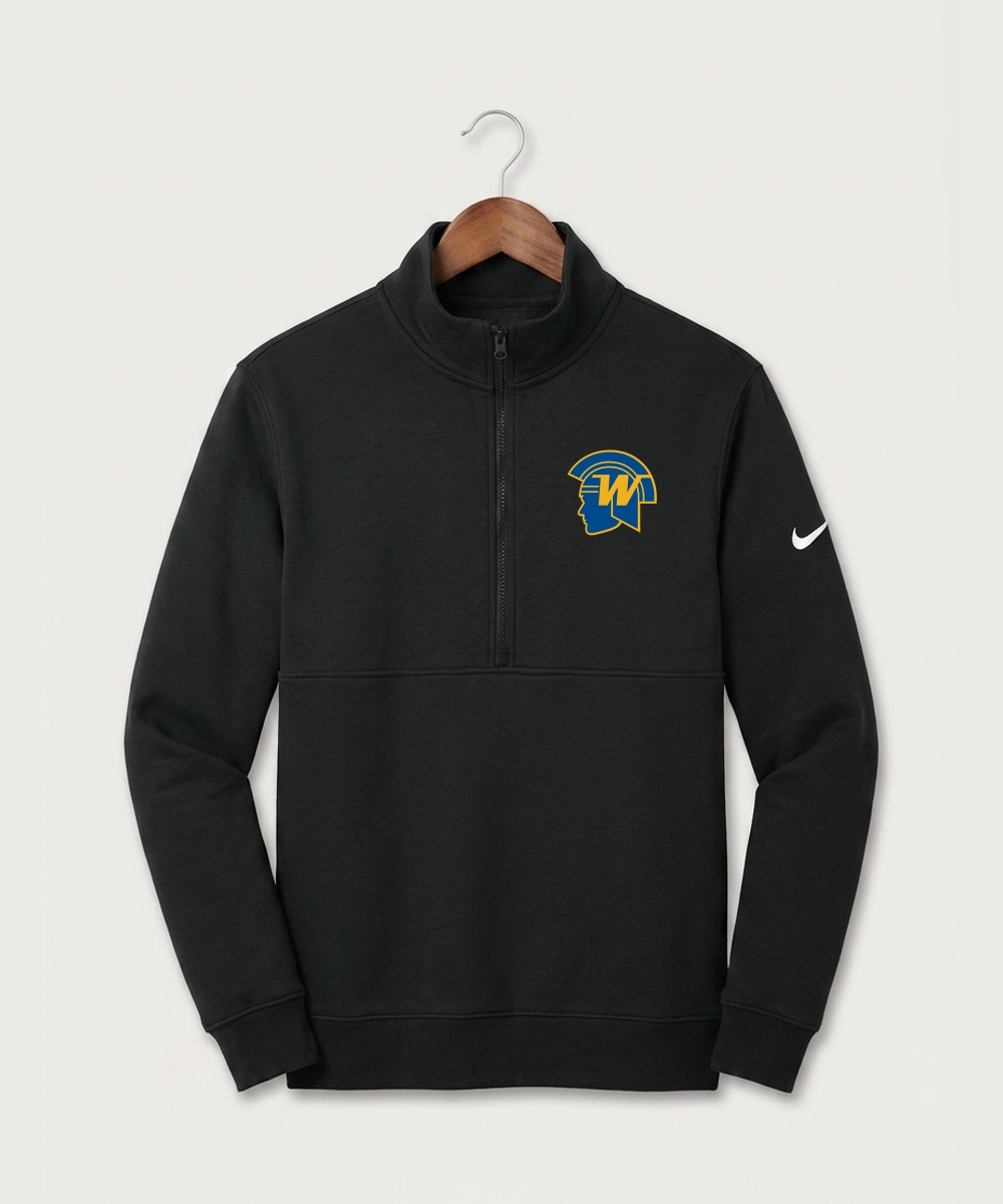 Wayzata High School Football (Boys) - Black Nike Club Fleece Sleeve Swoosh 1/2-Zip NKDX6718