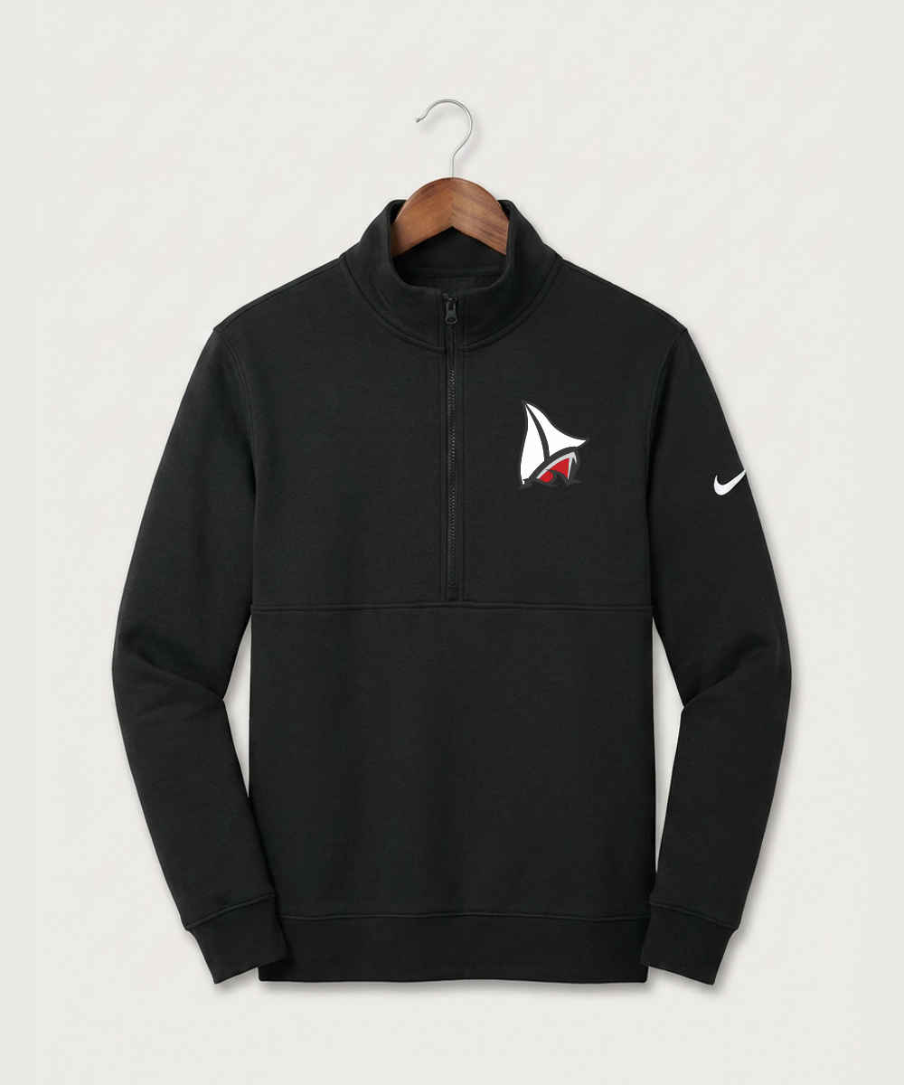 Detroit Lakes Community High School Football (Boys) - Black Nike Club Fleece Sleeve Swoosh 1/2-Zip NKDX6718