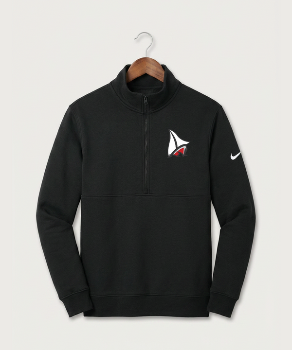 Detroit Lakes Community High School Football (Boys) - Black Nike Club Fleece Sleeve Swoosh 1/2-Zip NKDX6718