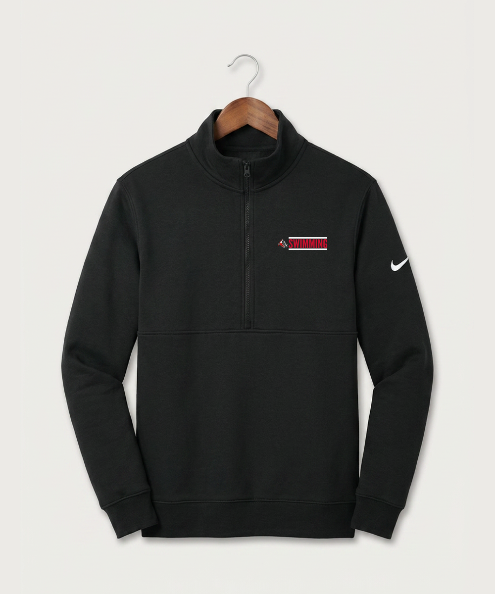 John Marshall High School Swim Dive Girls - Black Nike Club Fleece Sleeve Swoosh 1/2-Zip NKDX6718