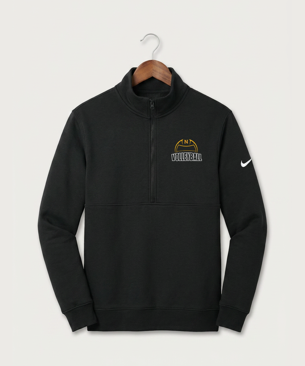 Nevis High School Volleyball (Girls) - Black Nike Club Fleece Sleeve Swoosh 1/2-Zip NKDX6718