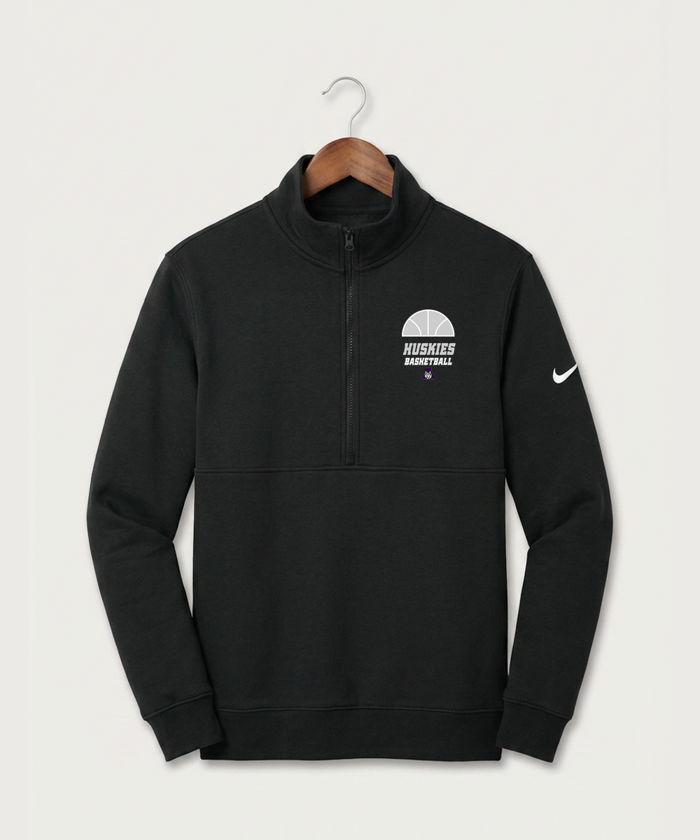 Albany High School Basketball (Boys) - Black Nike Club Fleece Sleeve Swoosh 1/2-Zip NKDX6718