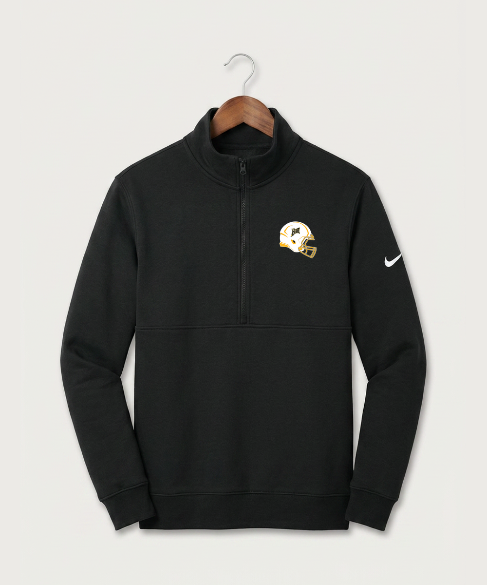 Burnsville High School Football (Boys) - Black Nike Club Fleece Sleeve Swoosh 1/2-Zip NKDX6718