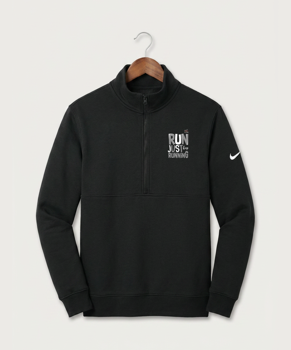 Yellow Medicine East High School Athletics - Black Nike Club Fleece Sleeve Swoosh 1/2-Zip NKDX6718