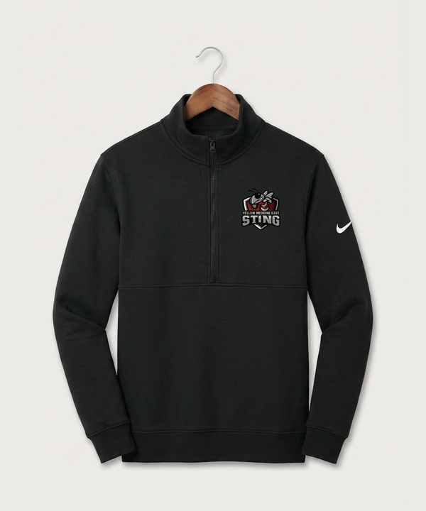 Yellow Medicine East High School Football (Boys) - Black Nike Club Fleece Sleeve Swoosh 1/2-Zip NKDX6718