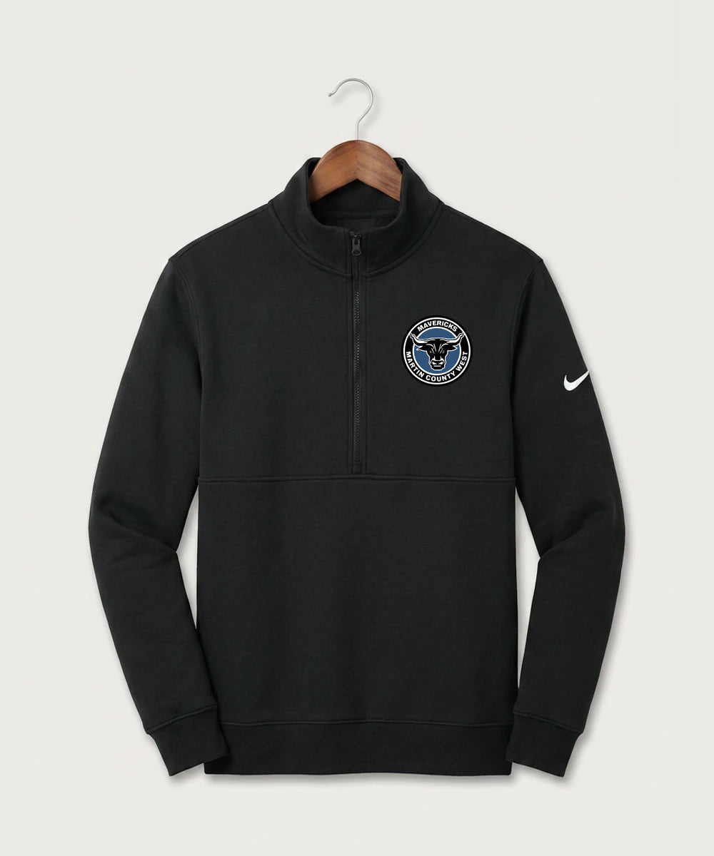 Martin County West High School Football (Boys) - Black Nike Club Fleece Sleeve Swoosh 1/2-Zip NKDX6718