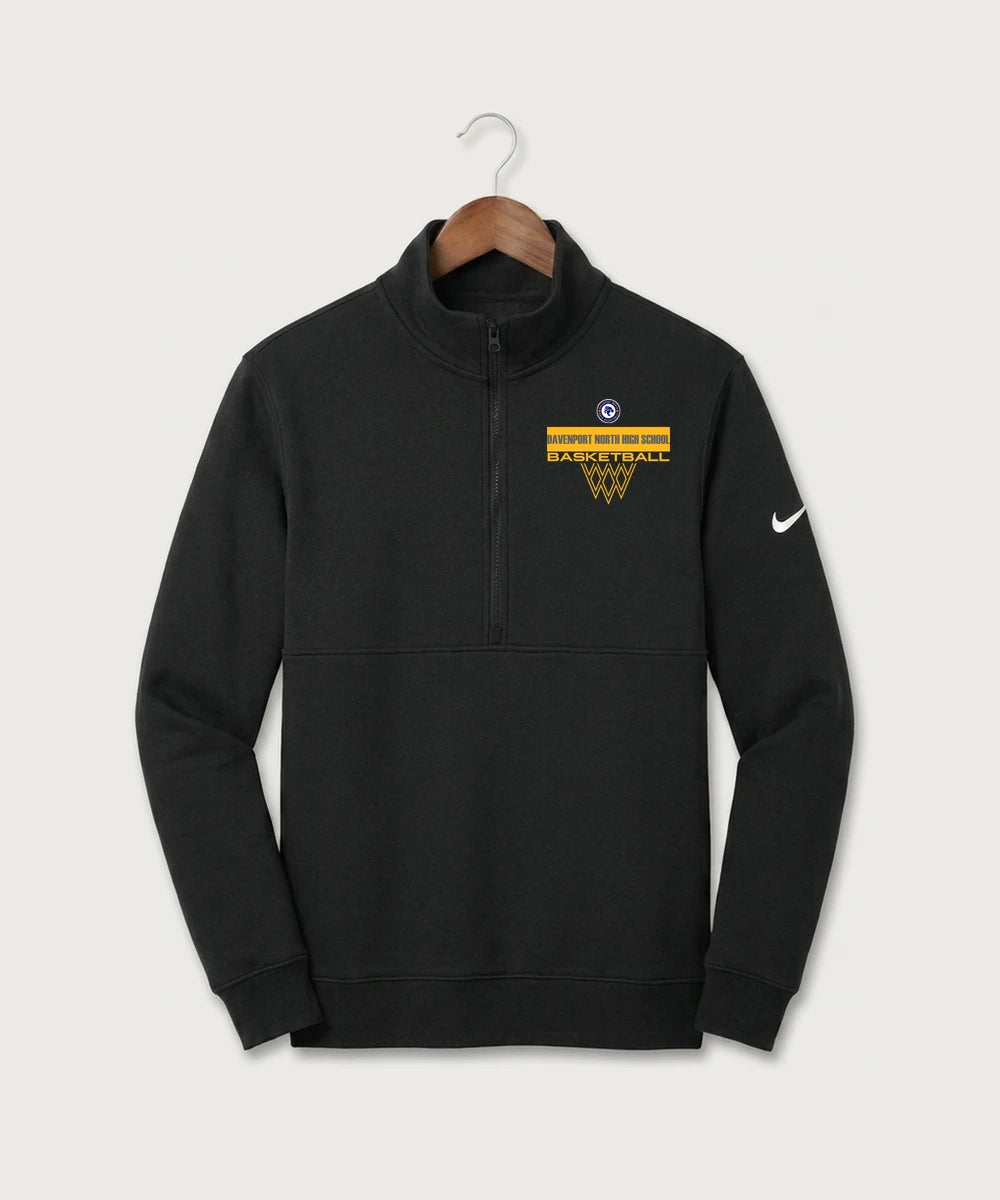 Davenport North High School Basketball Team Store - Black Nike Club Fleece Sleeve Swoosh 1/2-Zip NKDX6718