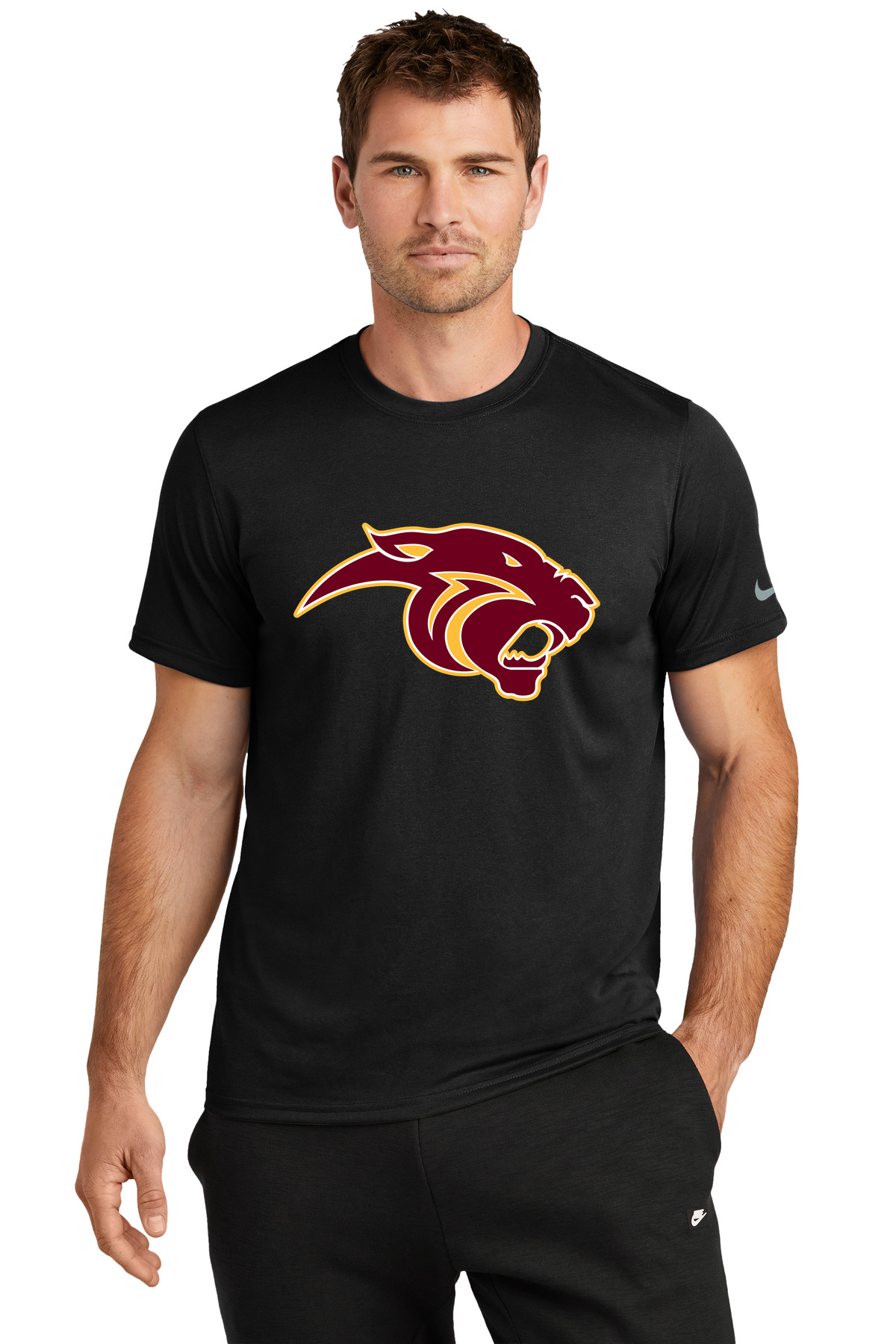 Pine Island Football - Black Nike Swoosh Sleeve rLegend Tee NKDX8730