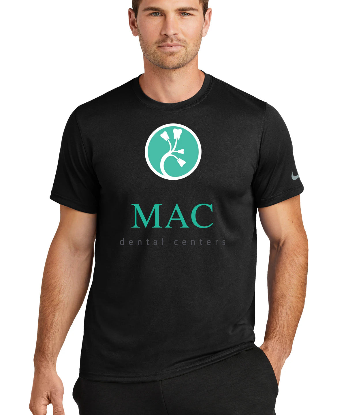 Mac Dental Business - Black Nike Swoosh Sleeve rLegend Tee NKDX8730
