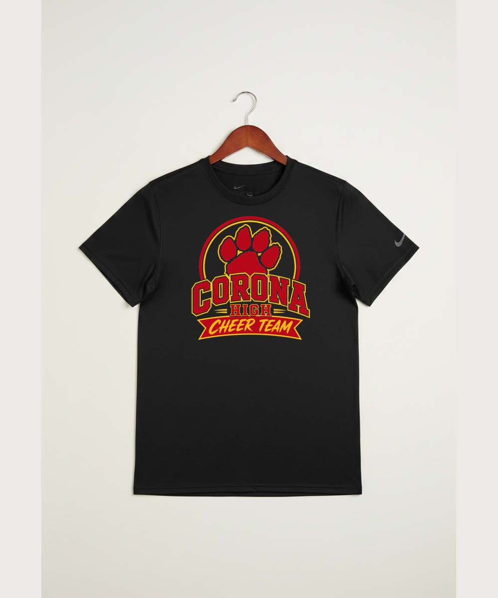 Corona Senior High School Cheer - Black Nike Swoosh Sleeve rLegend Tee NKDX8730
