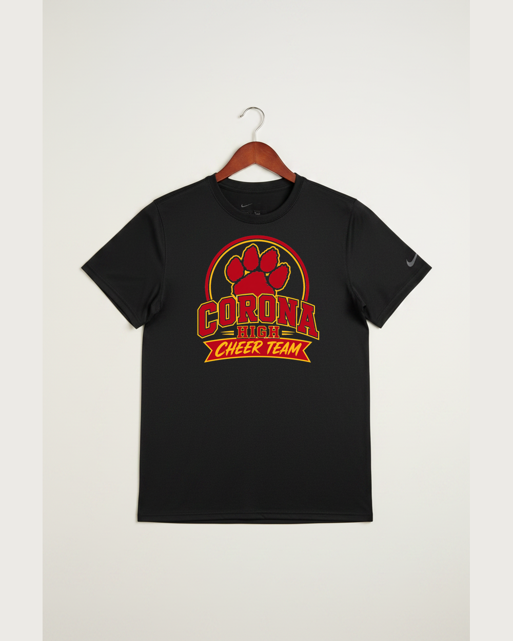 Corona Senior High School Cheer - Black Nike Swoosh Sleeve rLegend Tee NKDX8730