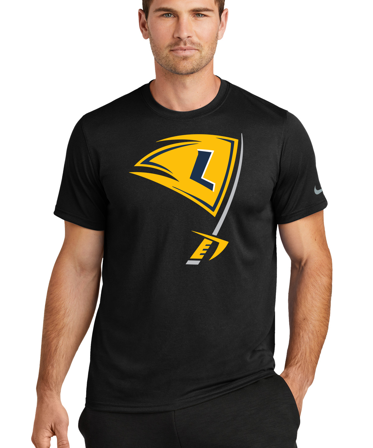 Howard Lake-Waverly-Winsted Football - Black Nike Swoosh Sleeve rLegend Tee NKDX8730