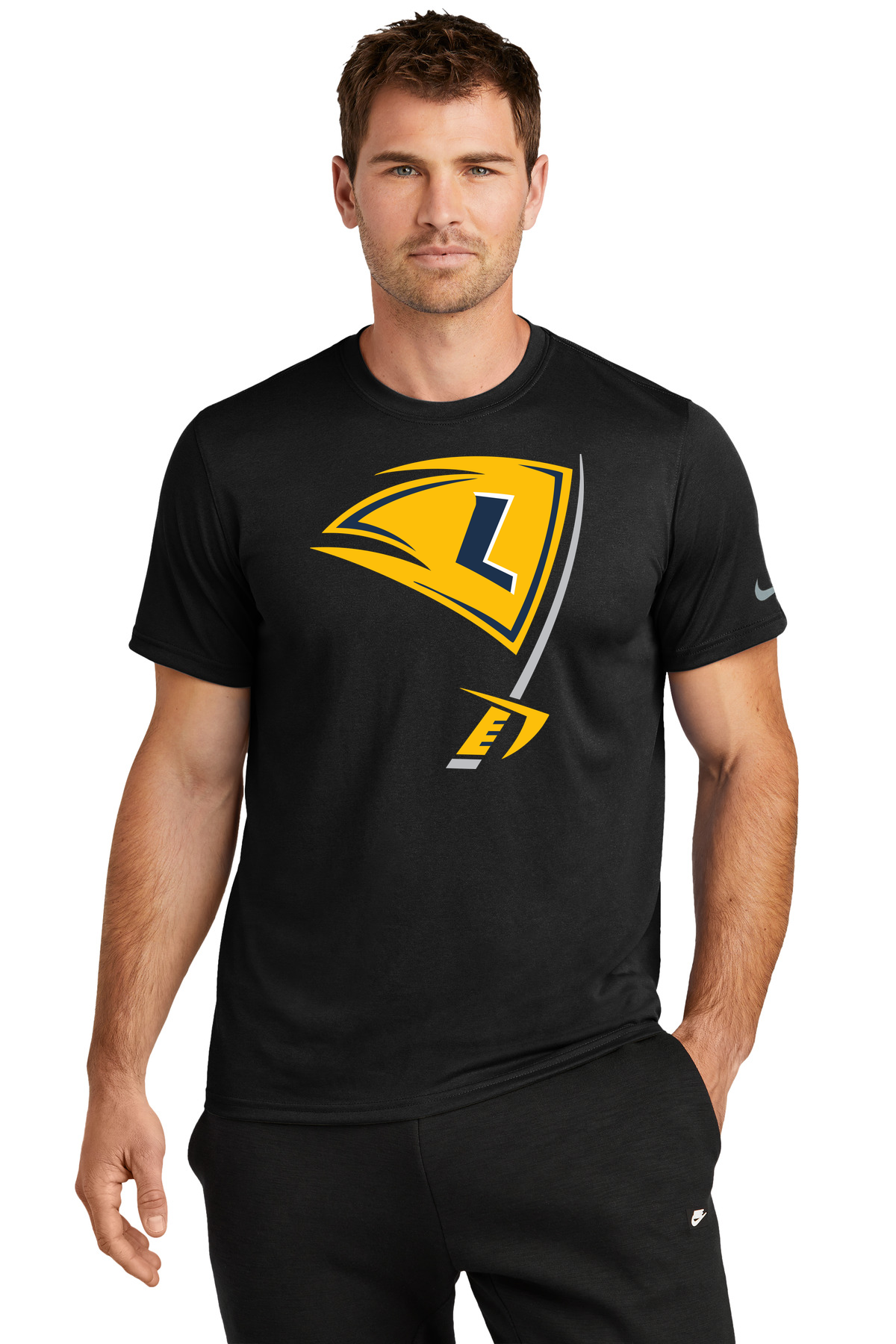 Howard Lake-Waverly-Winsted Football - Black Nike Swoosh Sleeve rLegend Tee NKDX8730