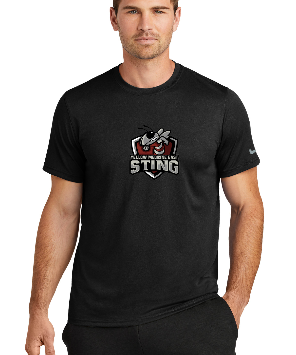 Yellow Medicine East Athletics - Black Nike Swoosh Sleeve rLegend Tee NKDX8730