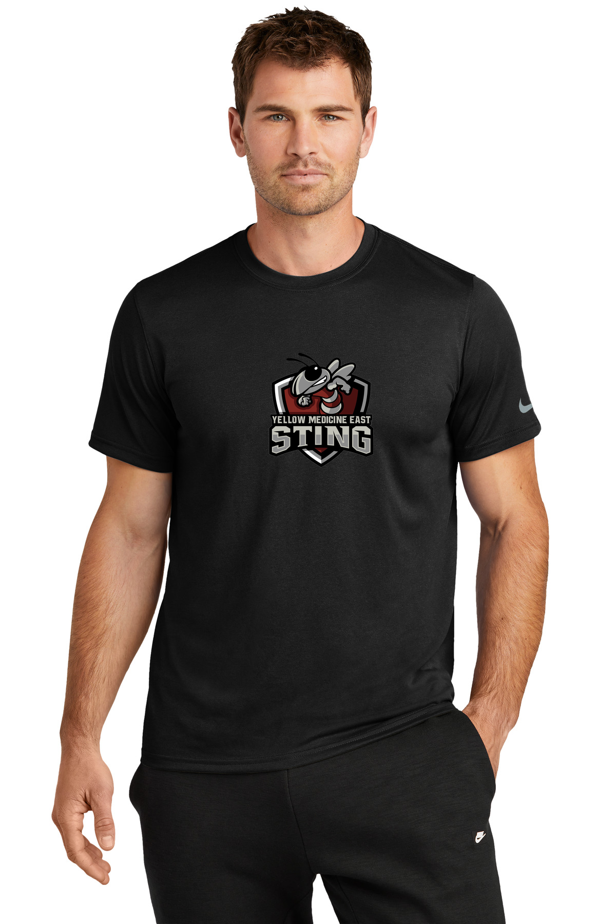 Yellow Medicine East Athletics - Black Nike Swoosh Sleeve rLegend Tee NKDX8730