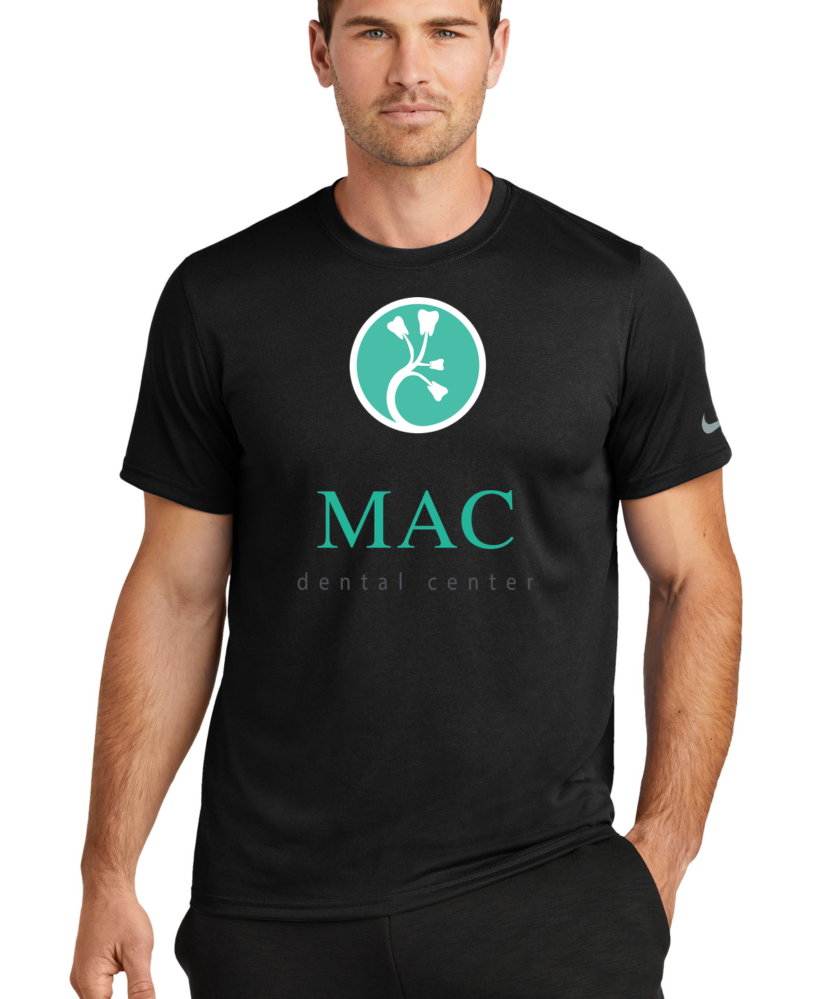 Mac Dental Football - Black Nike Swoosh Sleeve rLegend Tee NKDX8730