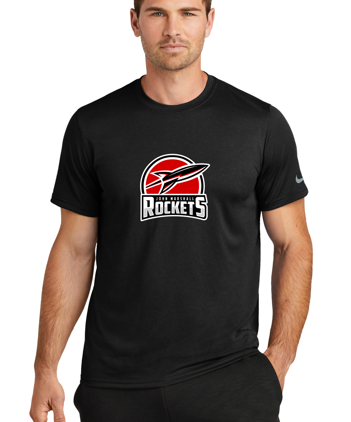 John Marshall Swim Dive - Black Nike Swoosh Sleeve rLegend Tee NKDX8730