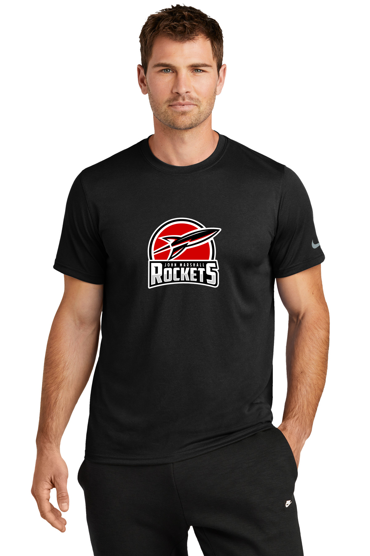 John Marshall Swim Dive - Black Nike Swoosh Sleeve rLegend Tee NKDX8730