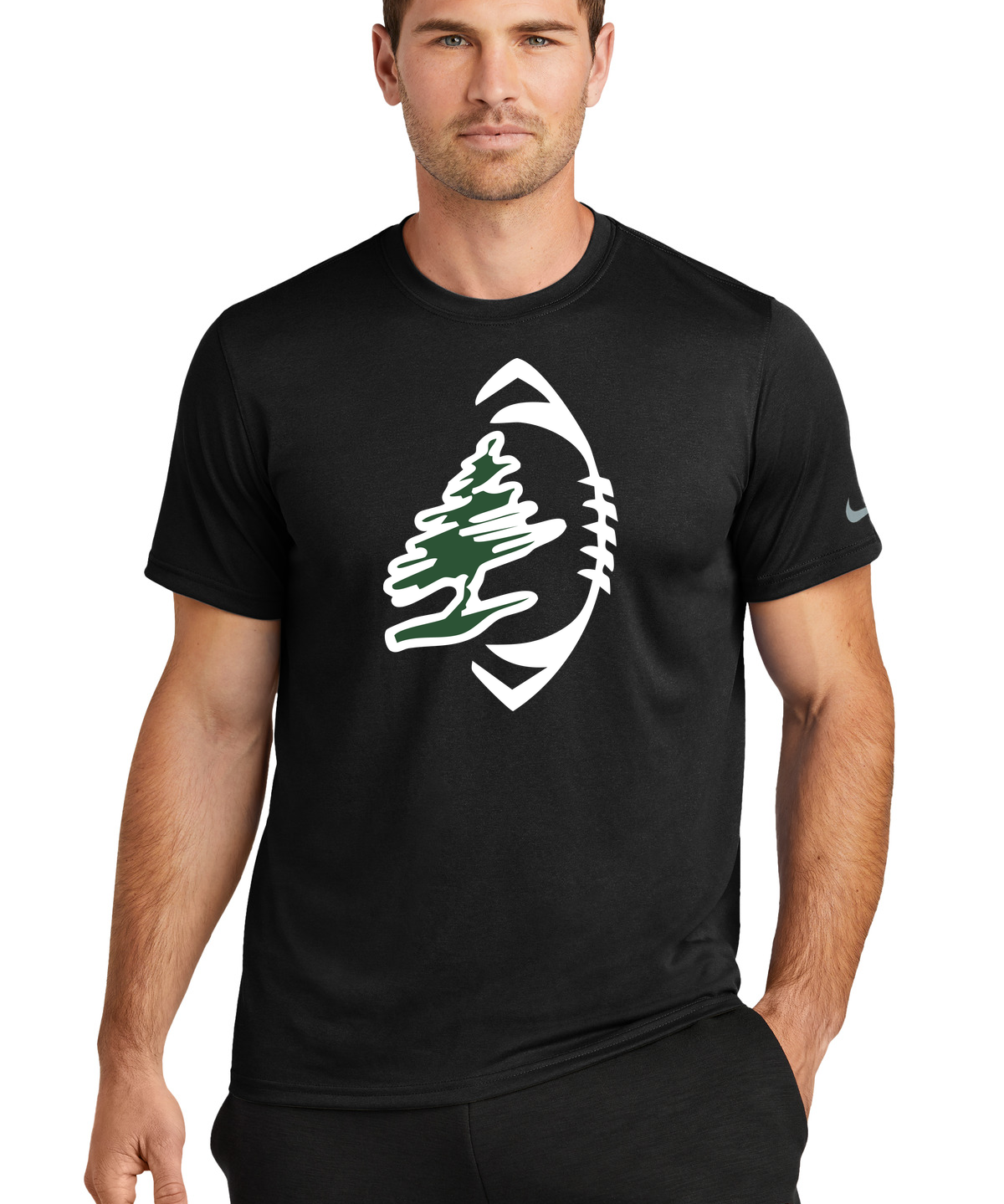 DC Everest Middle School Football — example store - Black Nike Swoosh Sleeve rLegend Tee NKDX8730