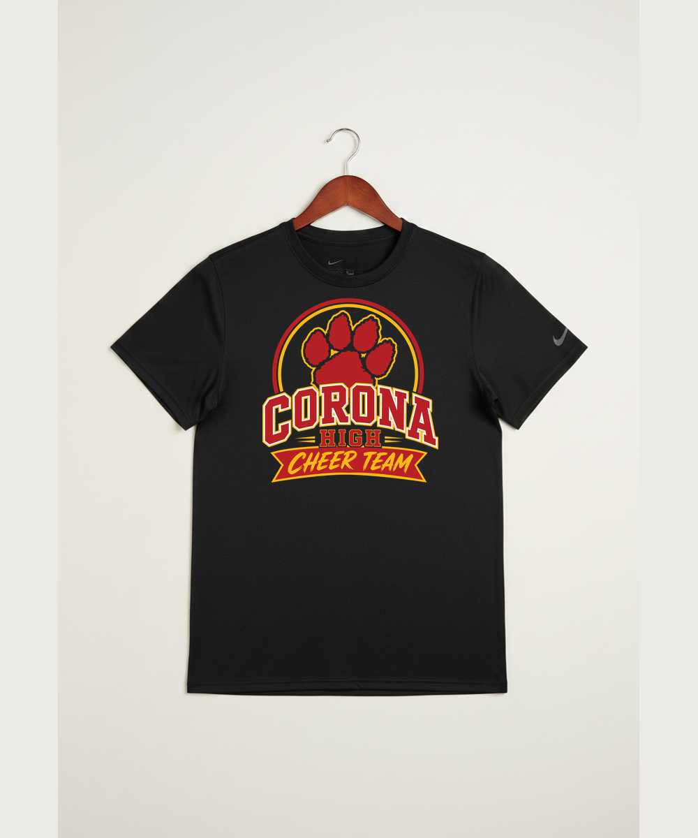 Corona Senior High School Cheer - Black Nike Swoosh Sleeve rLegend Tee NKDX8730